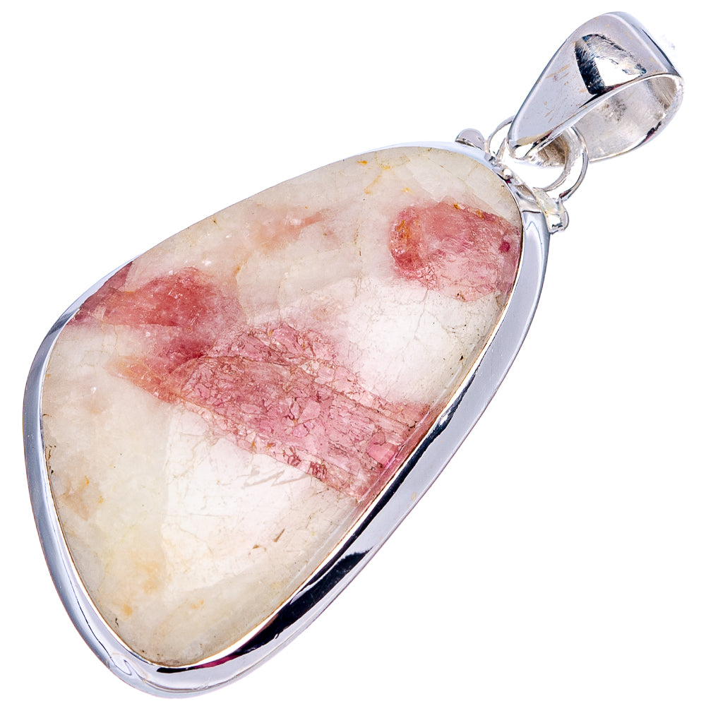 Pink Tourmaline In Quartz Pendant 1 5/8" (.925 Sterling Silver)