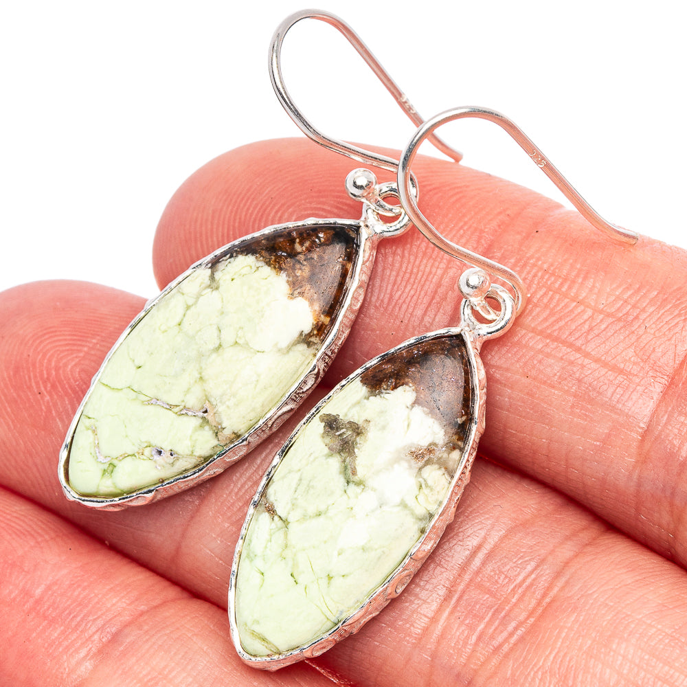Lemon Chrysoprase Earrings 1 5/8" (925 Sterling Silver) E1750