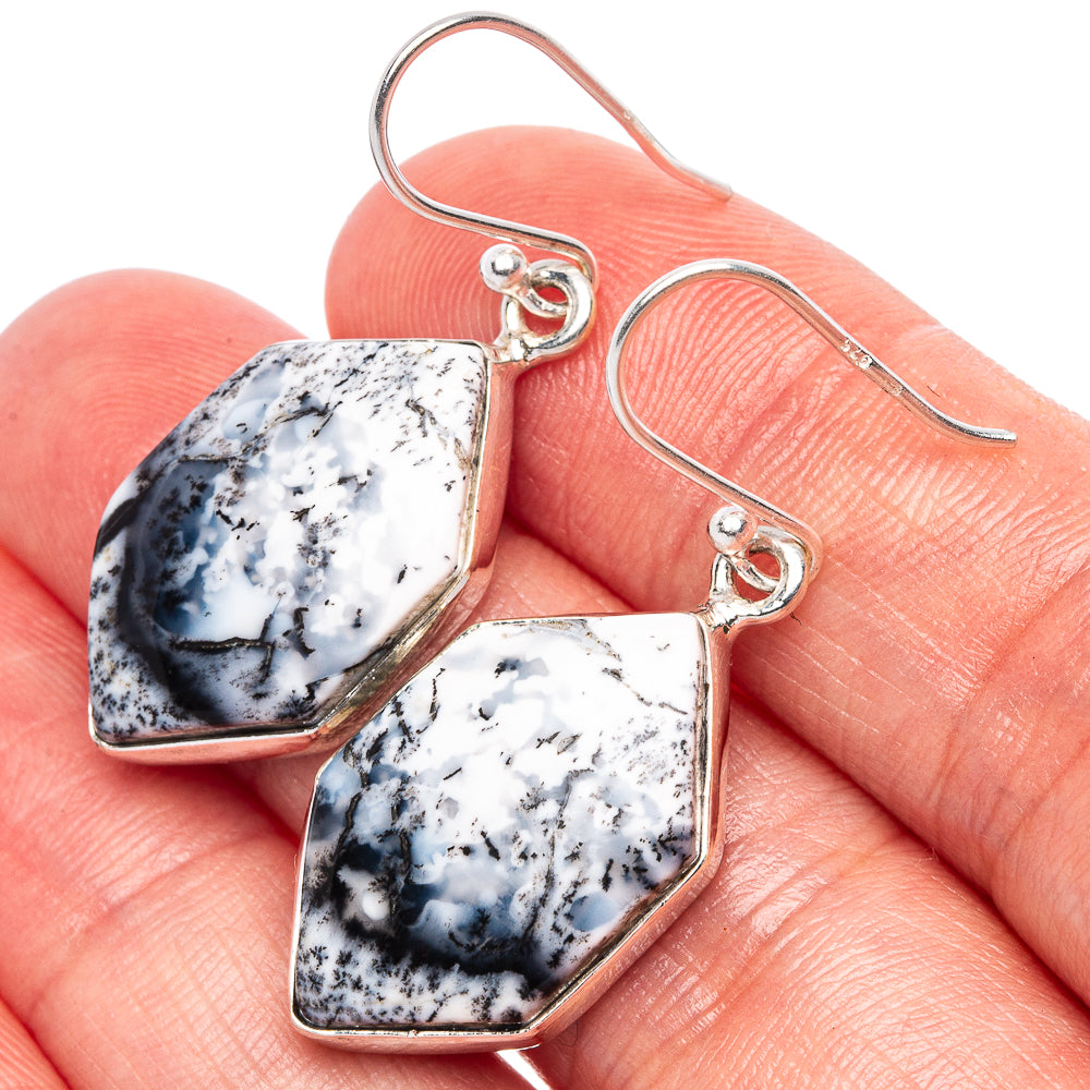 Dendritic Opal Earrings 1 5/8" (925 Sterling Silver) E1694