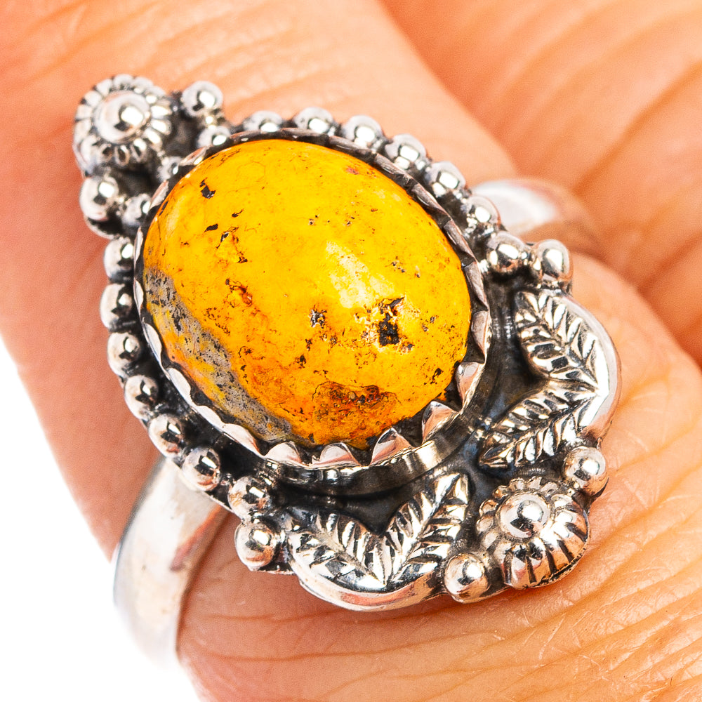 Bumblebee Jasper Ring Size 6.75 (.925 Sterling Silver)