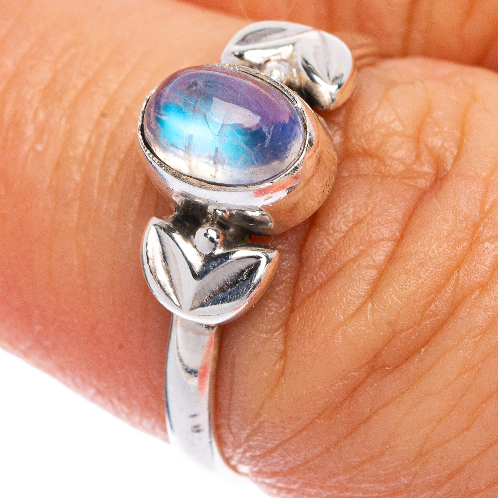 Rainbow Moonstone Dainty Ring Size 6.75 (925 Sterling Silver) R145411