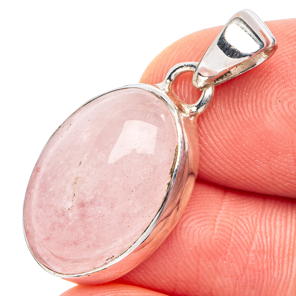 Rose Quartz Pendant 1 1/8" (.925 Sterling Silver)