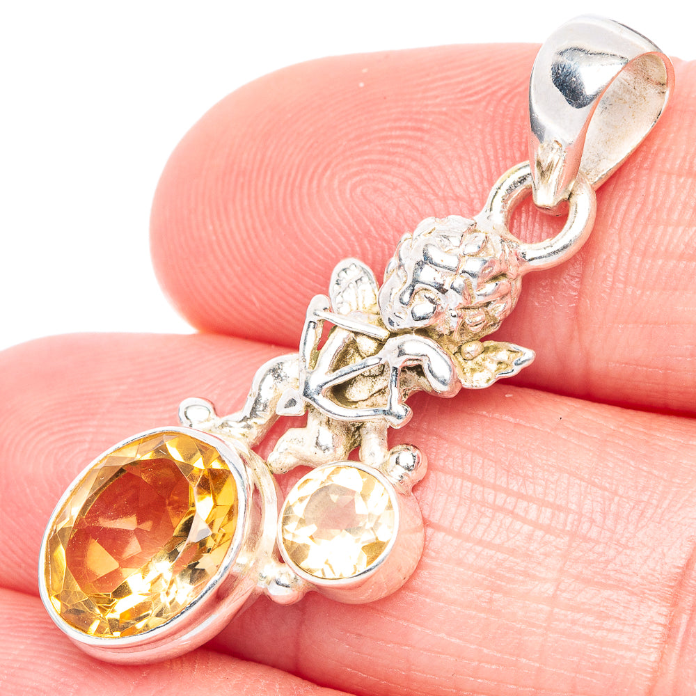 Faceted Citrine Angel Pendant 1 3/8" (925 Sterling Silver) P41111