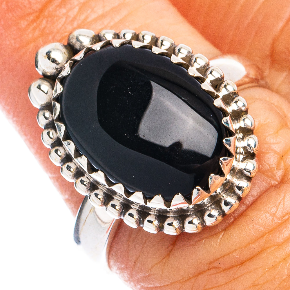 Black Onyx Ring Size 6.75 (925 Sterling Silver) R8511
