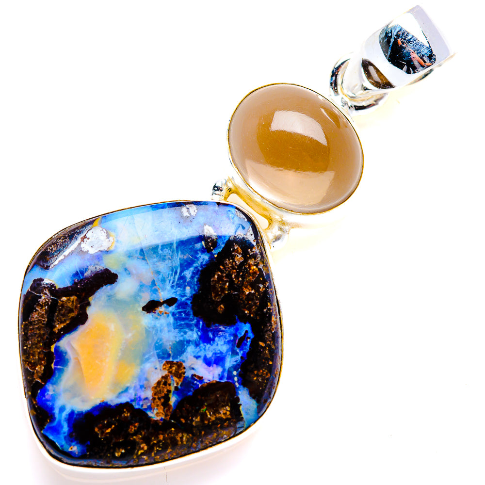 Boulder Opal, Smoky Quartz Pendant 1 3/4" (925 Sterling Silver) PD38214