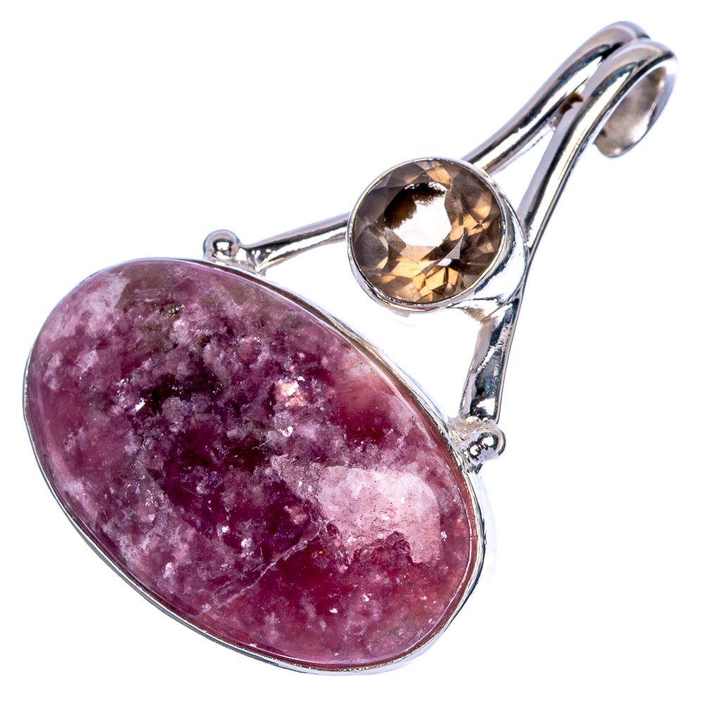 Tourmaline In Quartz, Smoky Quartz Pendant 1 3/8" (925 Sterling Silver) P40764