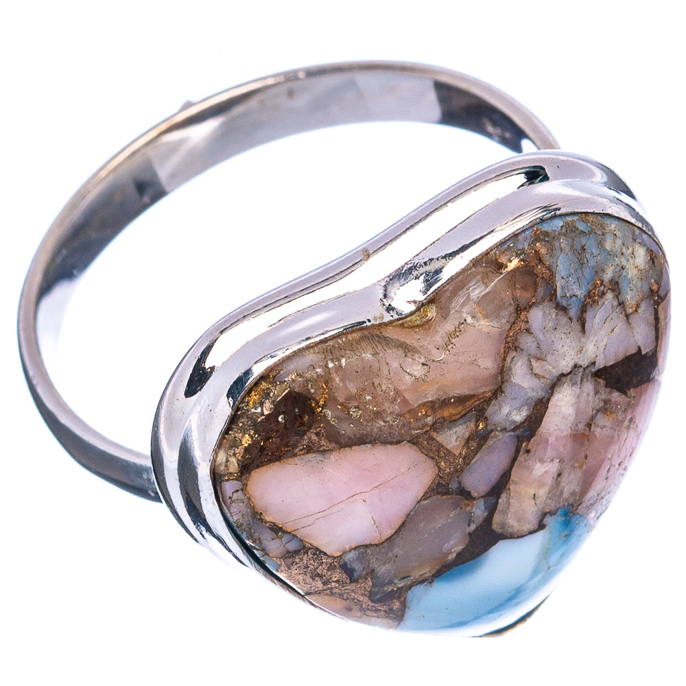 Pink Spiny Oyster Turquoise Heart Ring Size 11.25 (.925 Sterling Silver)