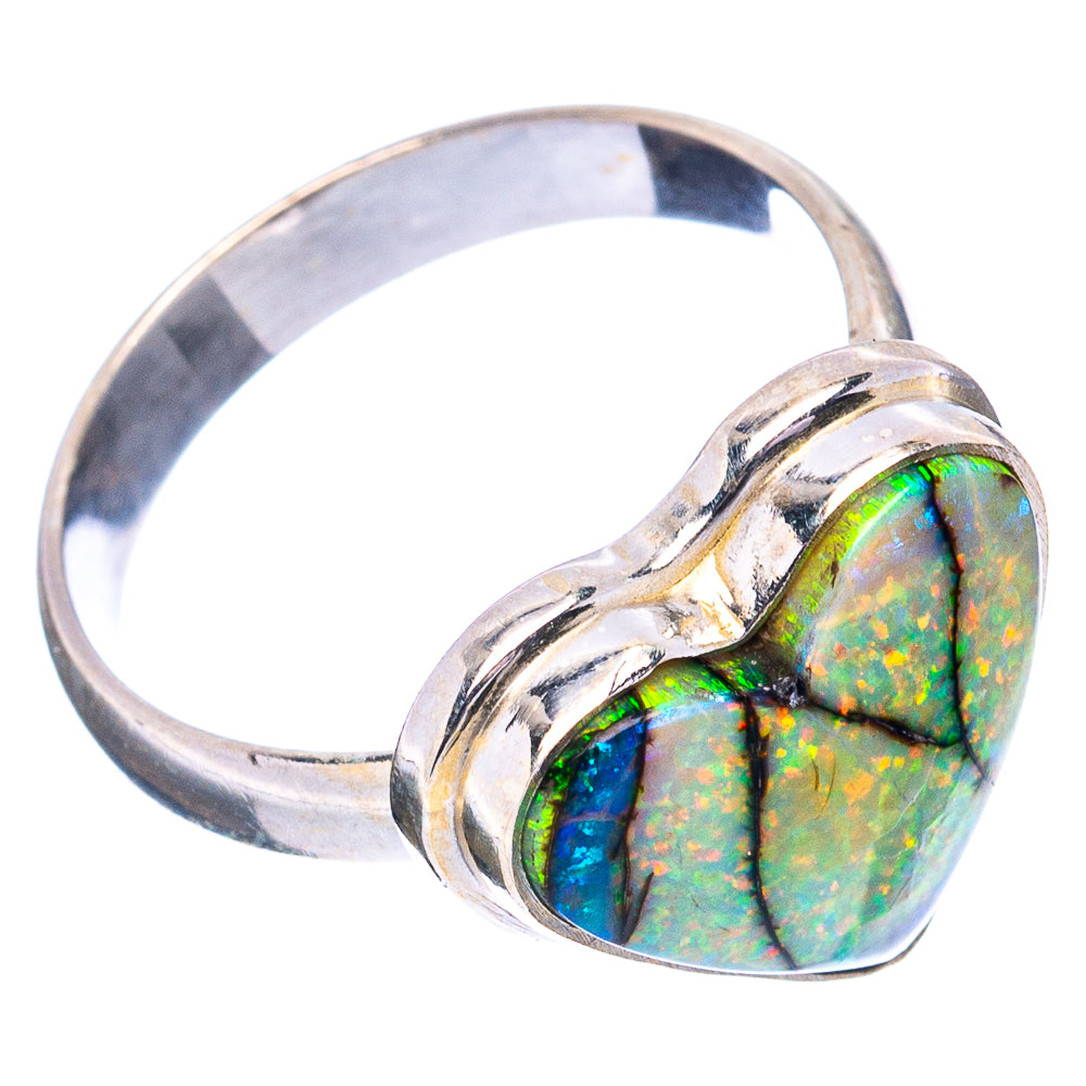 Rare Sterling Opal Heart Ring Size 7 (.925 Sterling Silver)