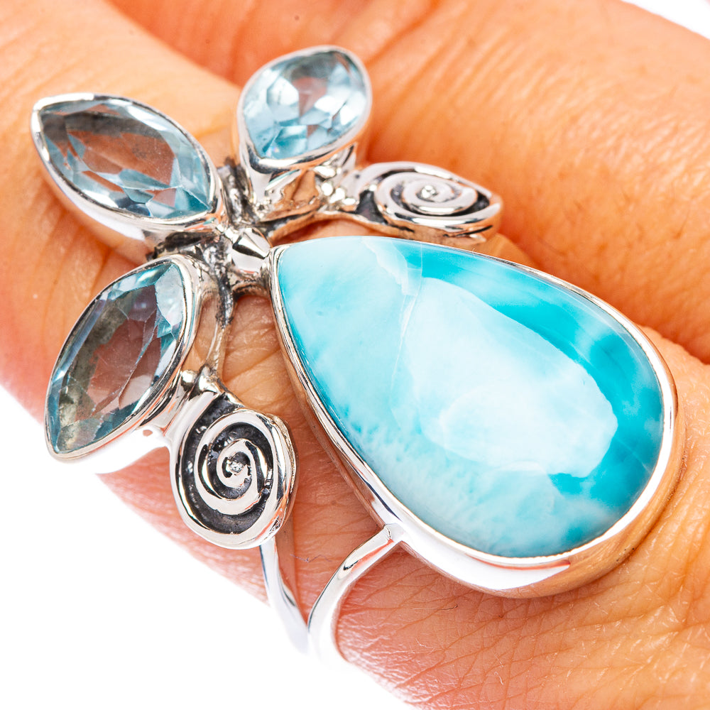 Signature Larimar, Blue Topaz Ring Size 8.25 (925 Sterling Silver) R1771