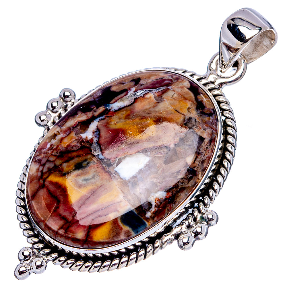 Premium Butterfly Jasper Pendant 1 7/8" (.925 Sterling Silver)