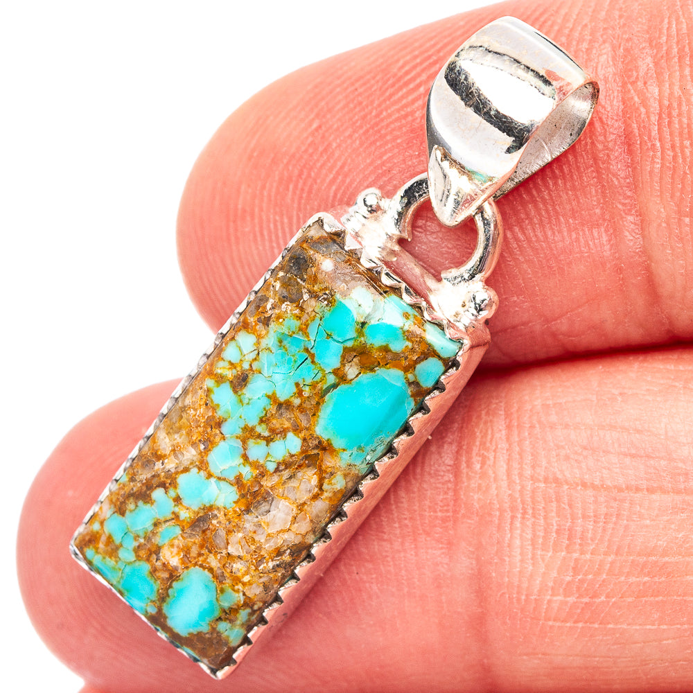 Rare Number 8 Mine Turquoise Pendant 1 1/4" (.925 Sterling Silver)