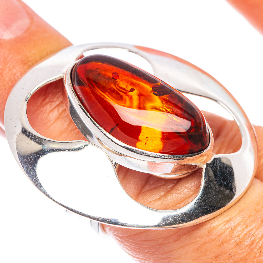 Huge Baltic Amber Ring Size 7 (925 Sterling Silver) R7190