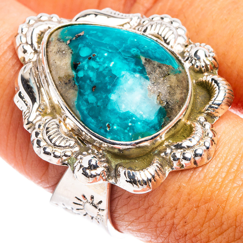 Exclusive Kingman Turquoise Ring Size 8 Adjustable (.925 Sterling Silver)