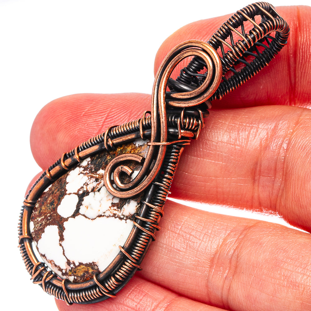 Wild Horse Jasper Wire Wrap Pendant 2 3/8" (Oxidized Copper)