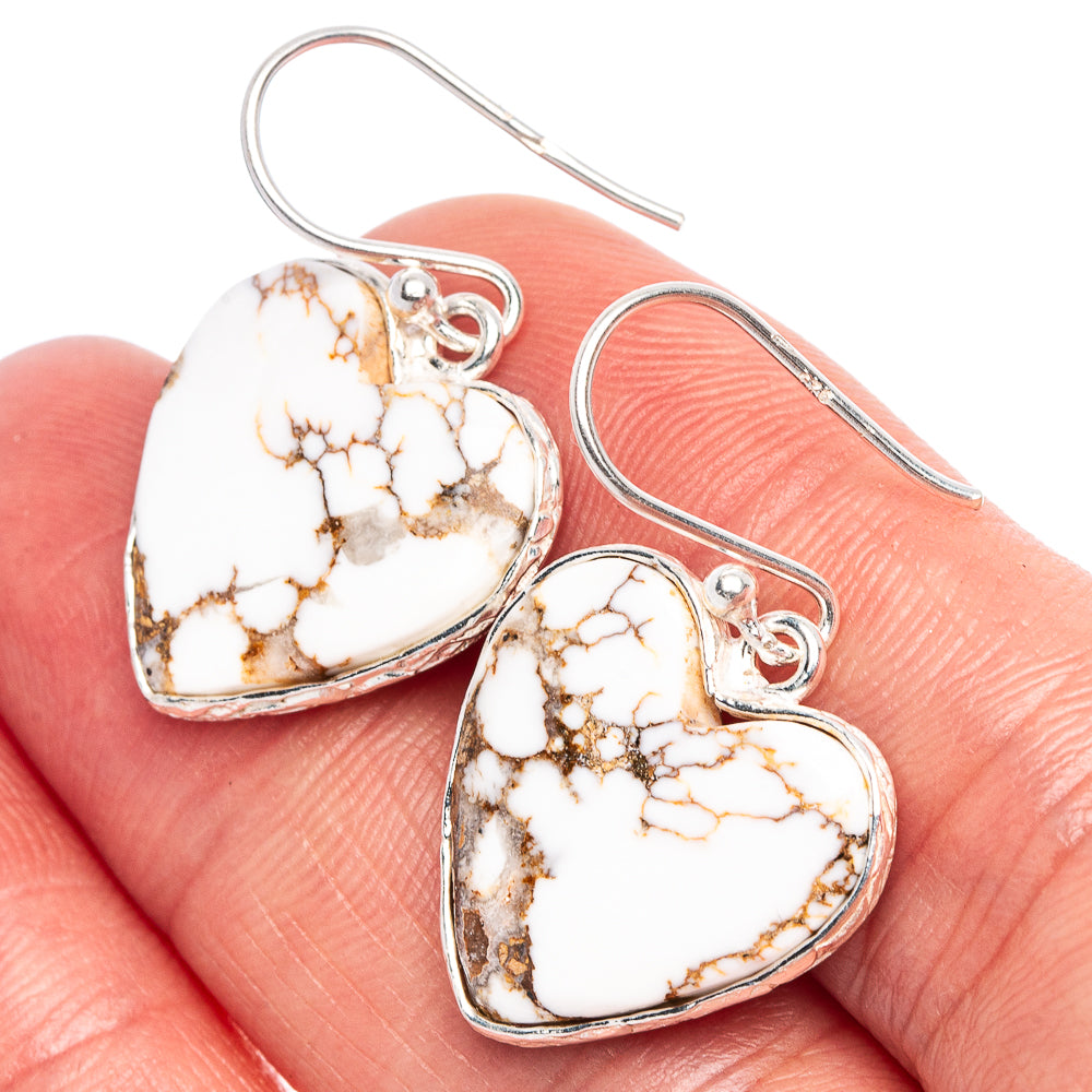 Wild Horse Jasper Heart Earrings 1 1/4" (925 Sterling Silver) E1850