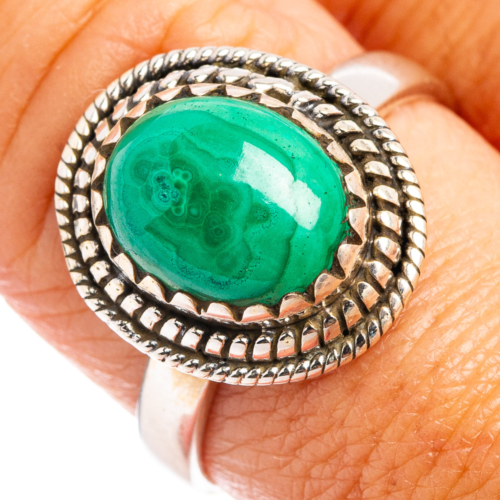 Malachite Ring Size 8.75 (.925 Sterling Silver)