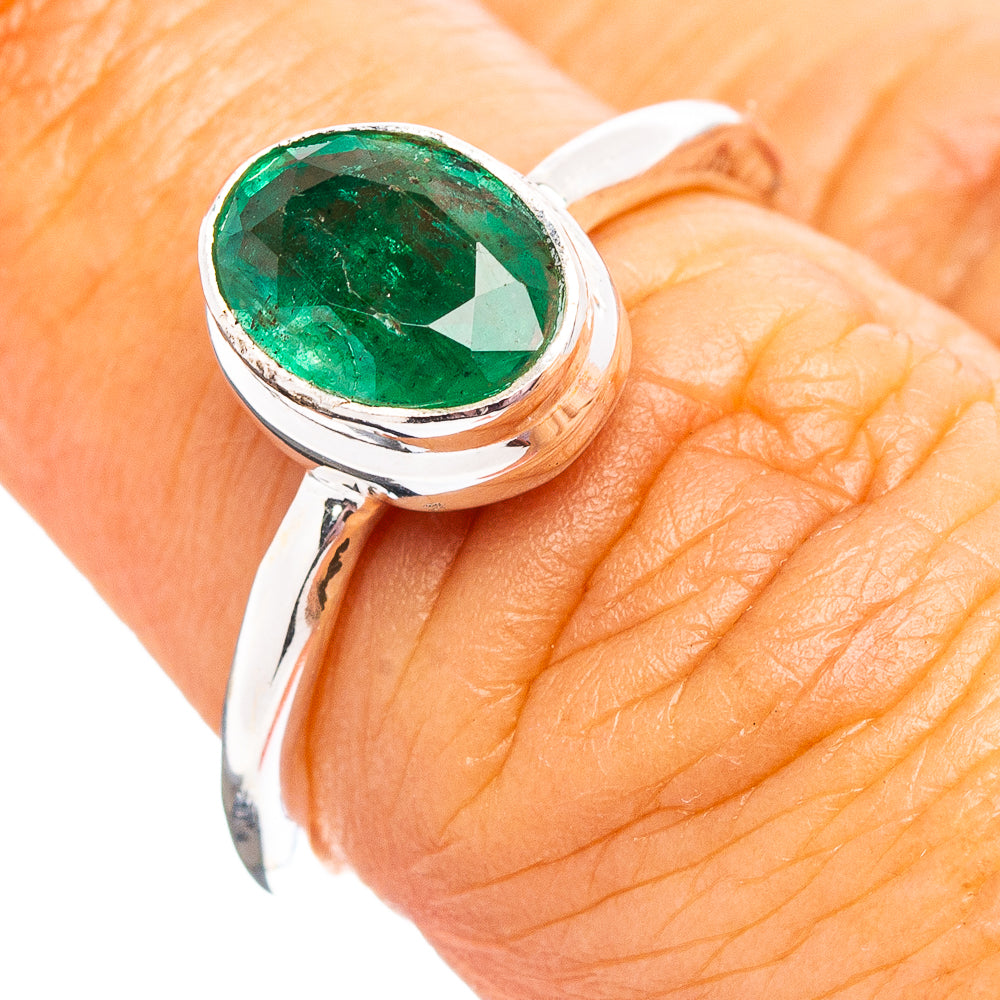 Premium Zambian Emerald Ring Size 6 (.925 Sterling Silver)