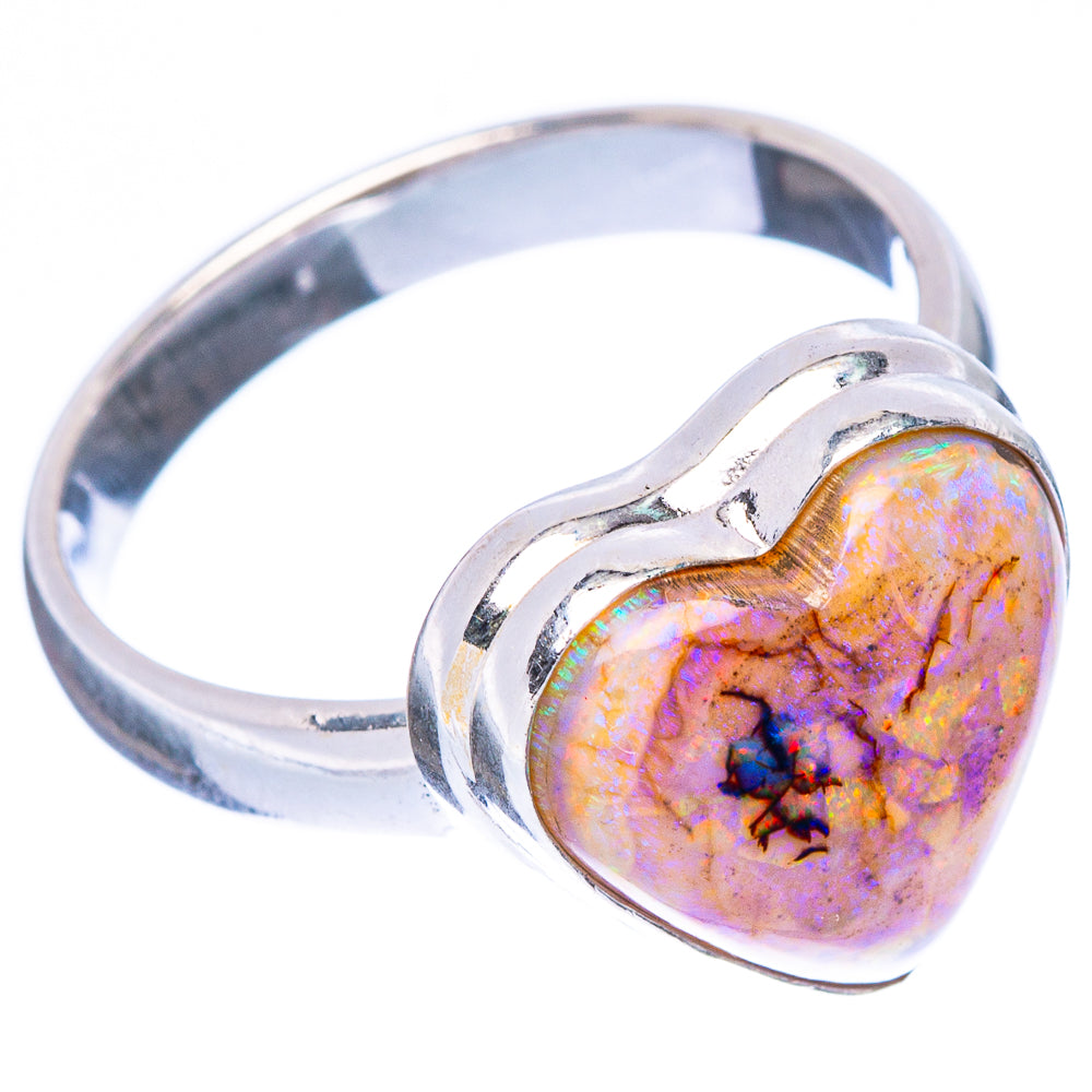 Rare Sterling Opal Heart Ring Size 8.25 (925 Sterling Silver) R2235