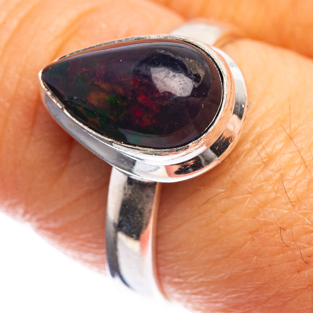Black Opal 925 Sterling Silver Ring Size 8