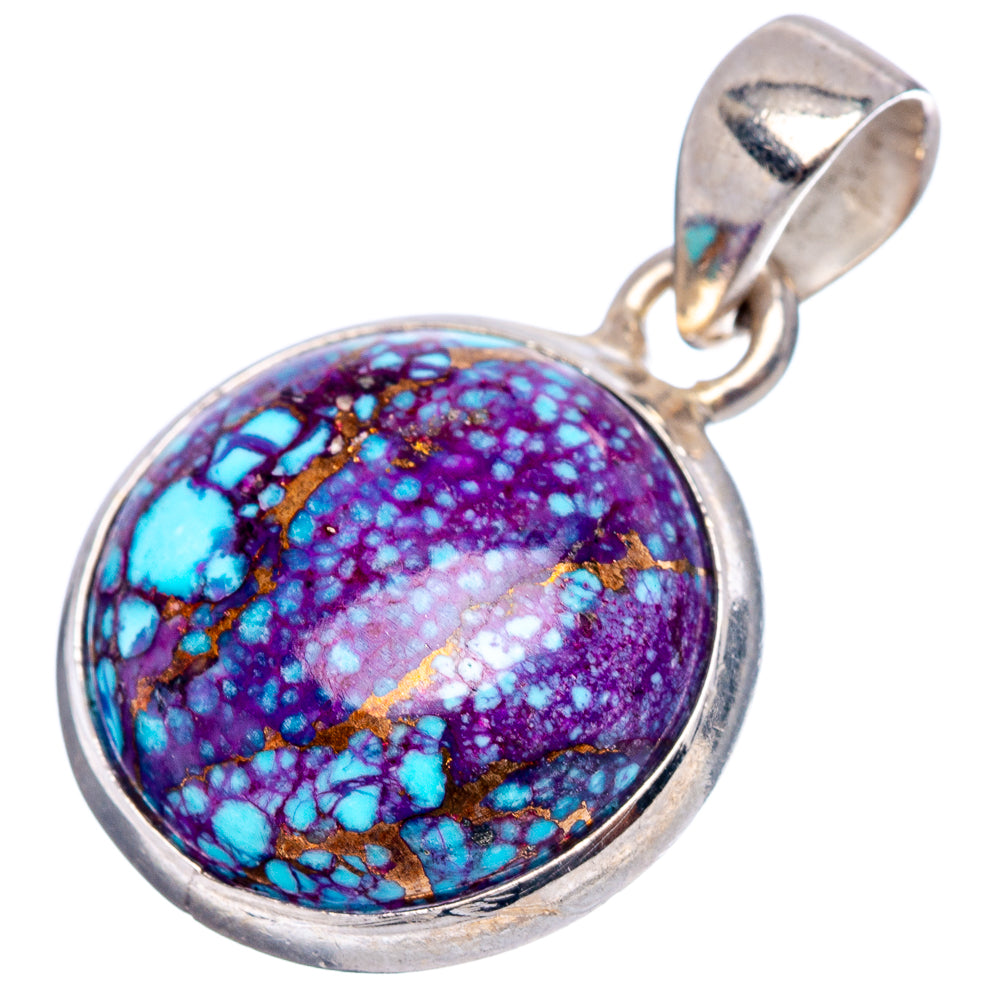 Purple Copper Turquoise Pendant 1 1/8" (.925 Sterling Silver)