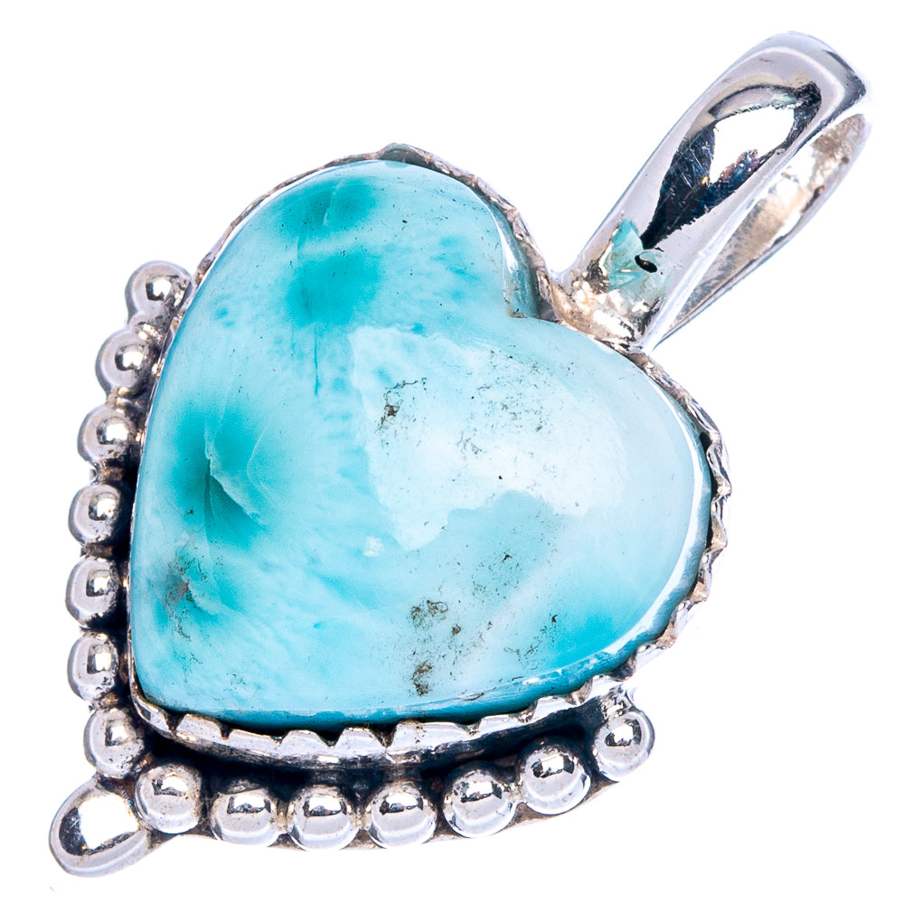 Larimar Heart Pendant 1" (925 Sterling Silver) P41750