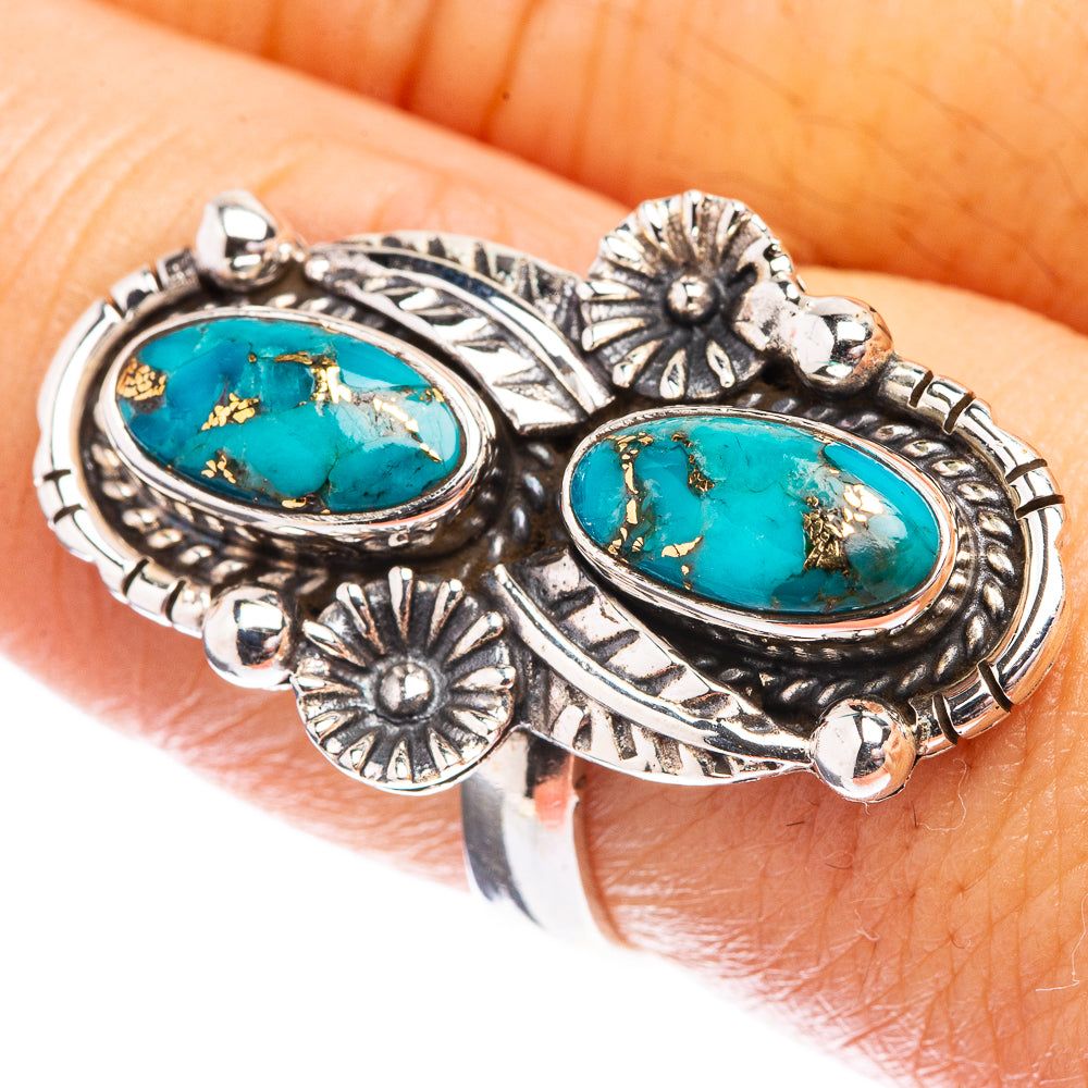 Blue Copper Composite Turquoise Ring Size 8 (925 Sterling Silver) R142618