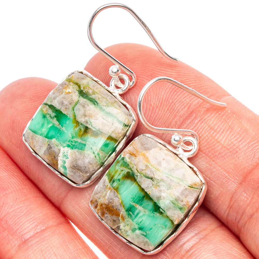 Boulder Chrysoprase Earrings 1 1/4" (925 Sterling Silver) E1752