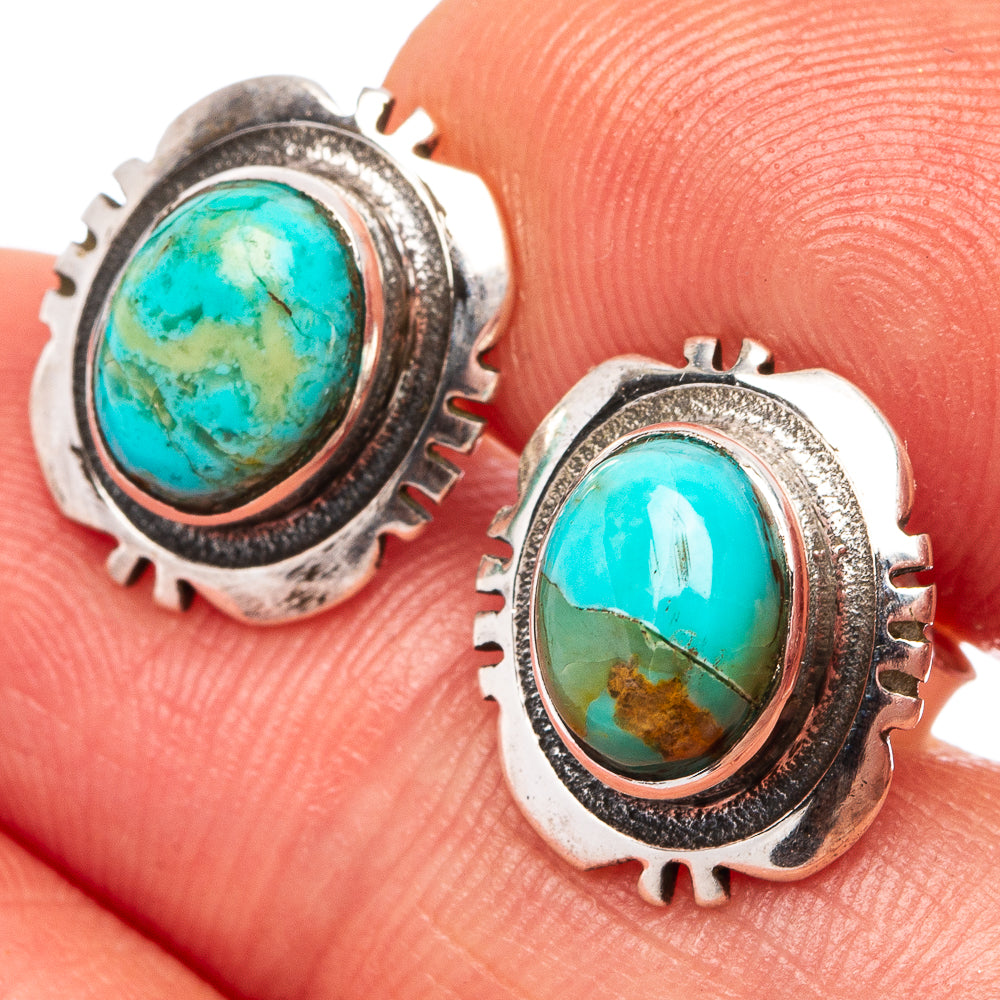 Rare Kingman Turquoise Earrings 1/2" (.925 Sterling Silver)