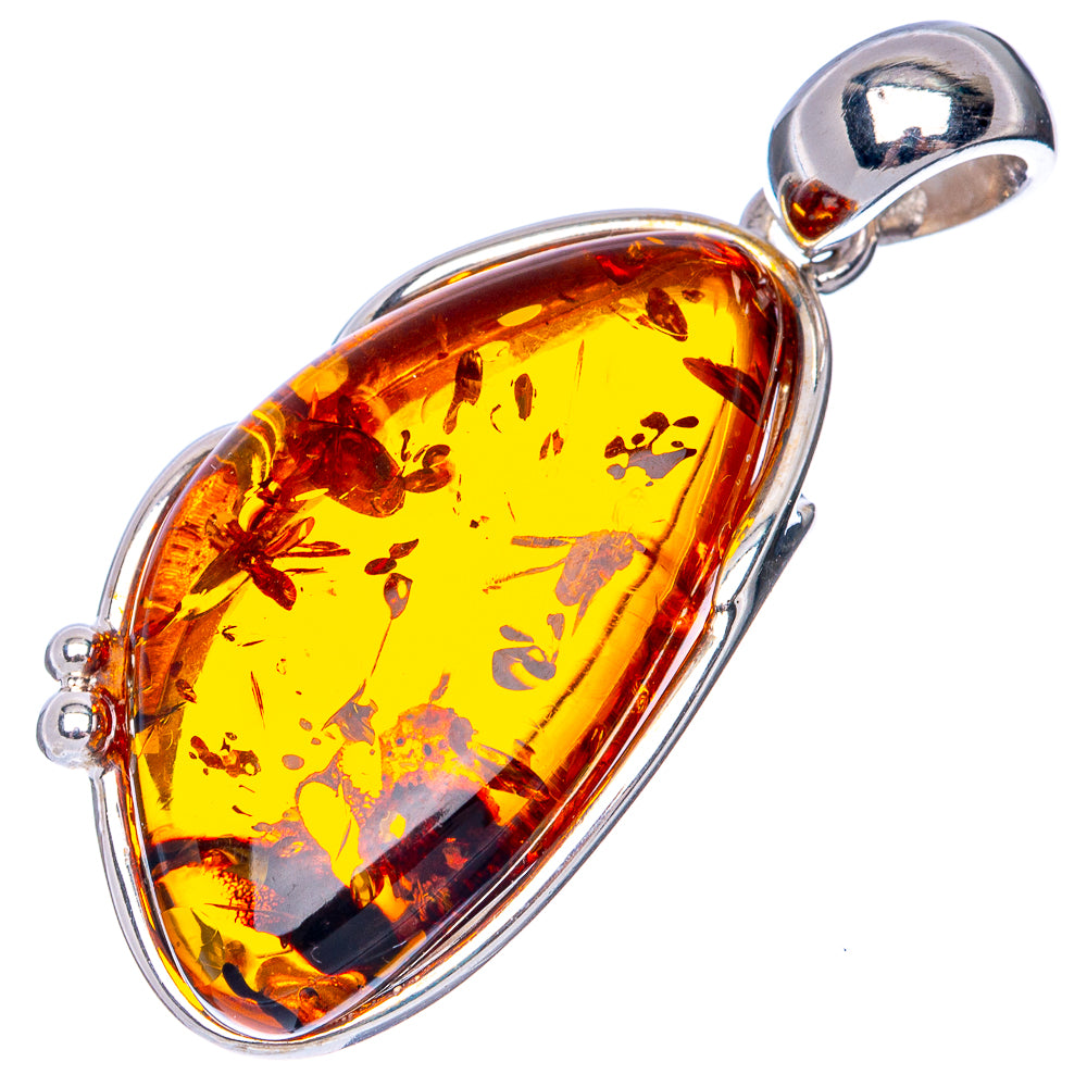 Anasilvercos Baltic Amber Pendant 1 3/4" (925 Sterlnig Silver)