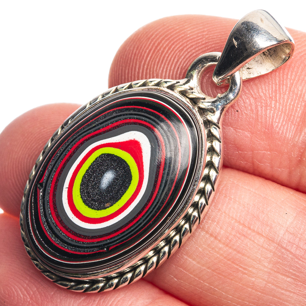 Fordite 925 Sterling Silver Pendant 1 3/8"