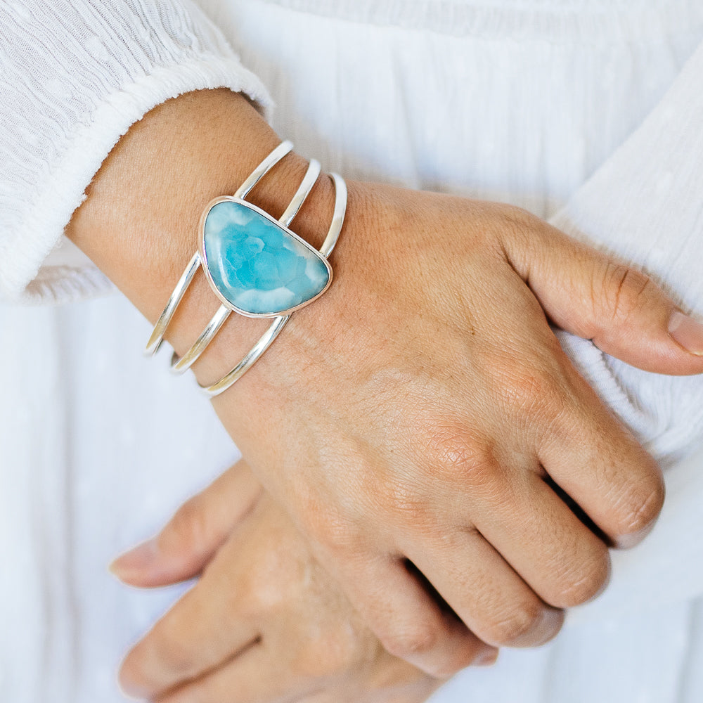 Larimar Cuff Bracelet (925 Sterling Silver) BR90280