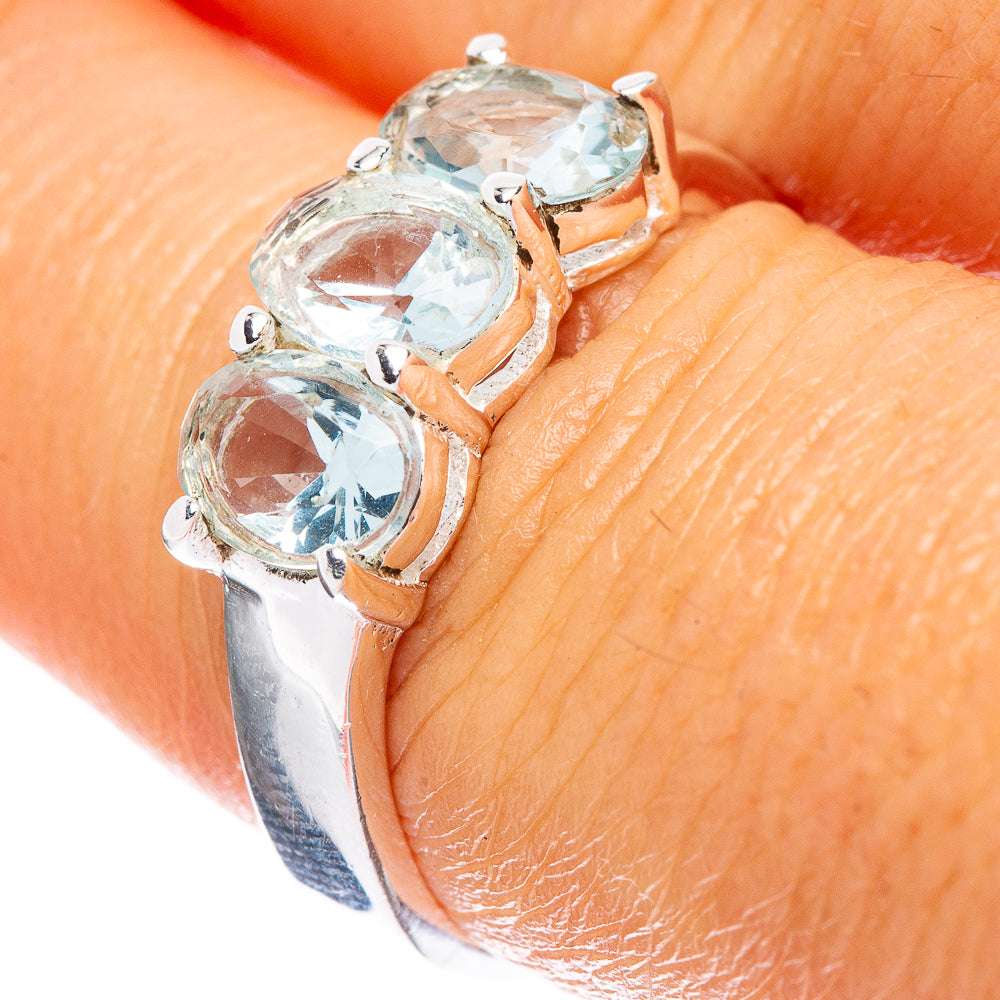 Blue Topaz Dainty Ring Size 7.75 (925 Sterling Silver) R5181
