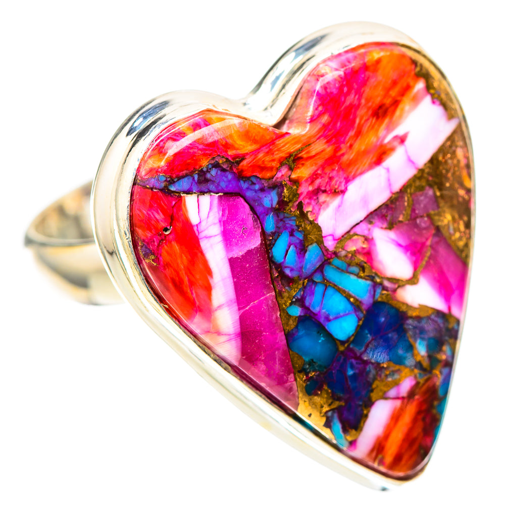 Large Kingman Pink Dahlia Turquoise 925 Sterling Silver Ring Size 9.5 (925 Sterling Silver) RING139518