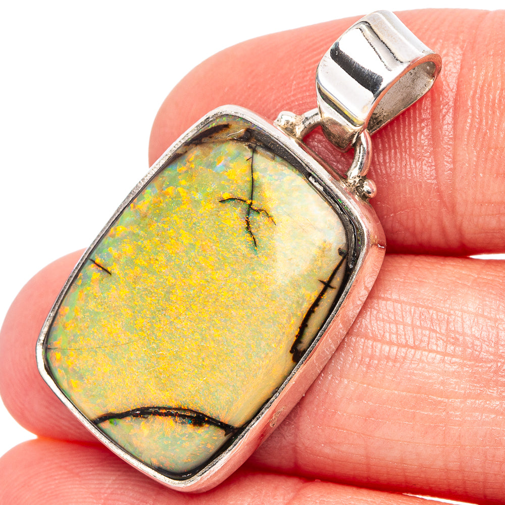 Sterling Opal Pendant 1 3/8" (.925 Sterling Silver)