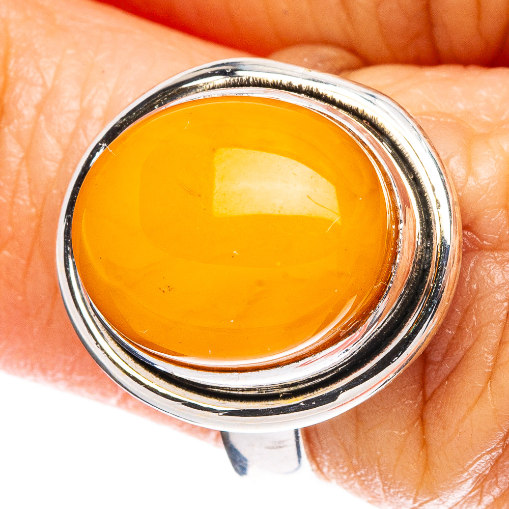 Rare Bone Amber Ring Size 6 (925 Sterling Silver) R5034