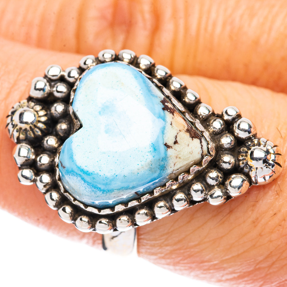 Rare Golden Hills Turquoise Heart Ring Size 6.75 (925 Sterling Silver) R2976