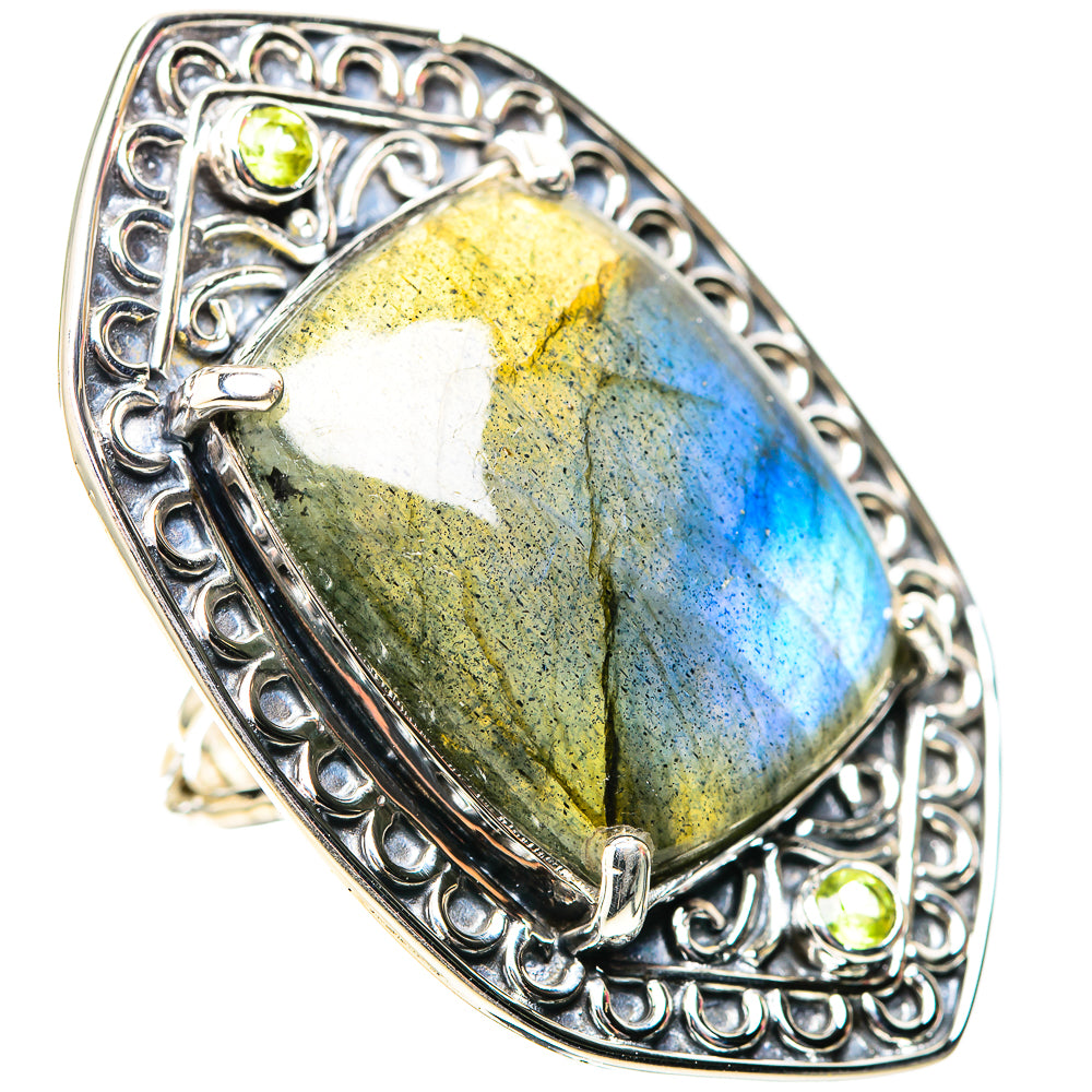 Signature Huge Labradorite, Peridot Ring Size 7.25 (925 Sterling Silver) RING138280