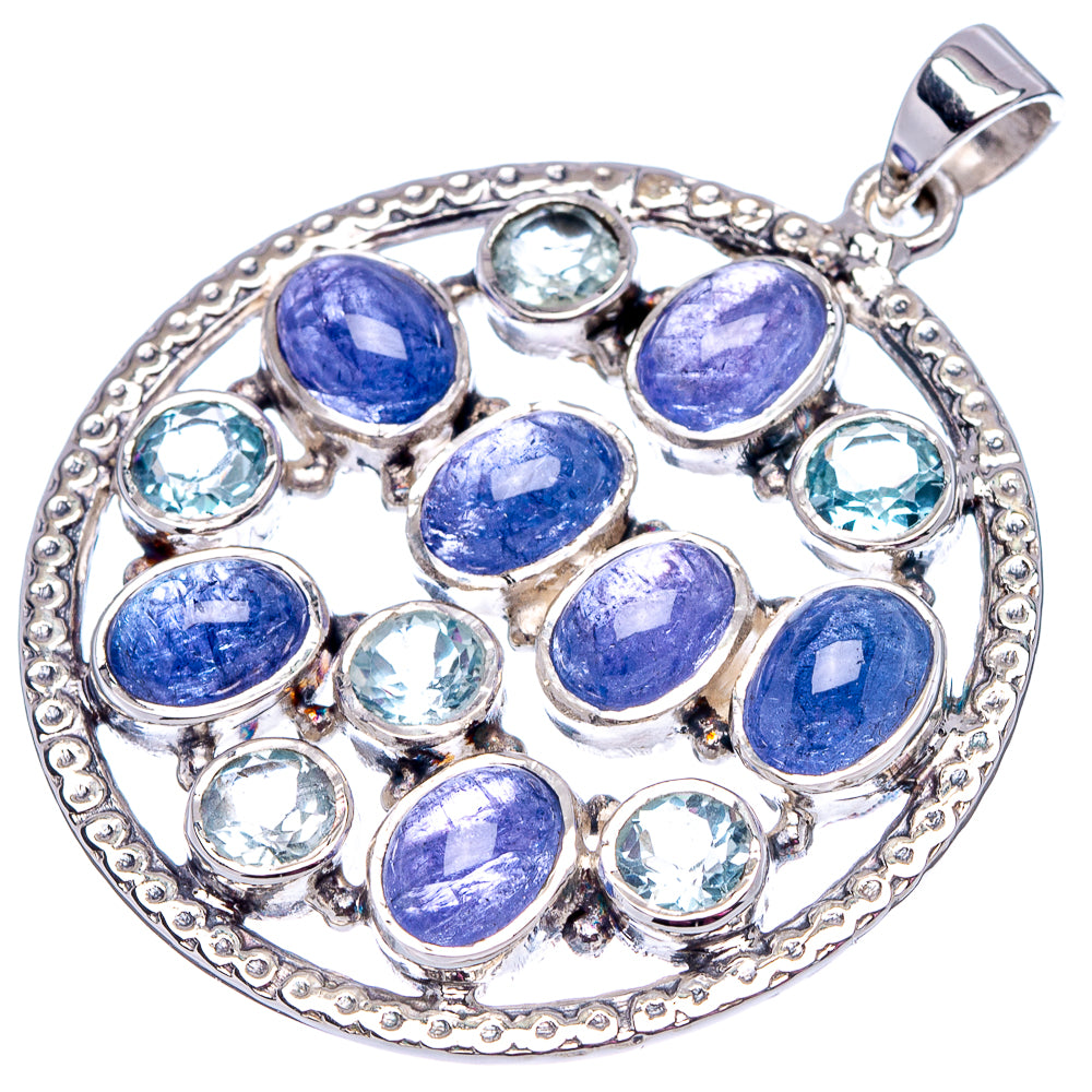 Signature Tanzanite, Blue Topaz Pendant 1 7/8" (.925 Sterling Silver)