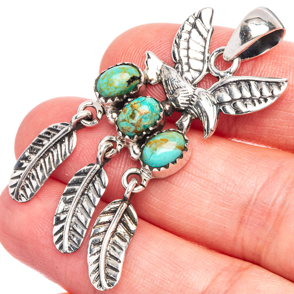 Tibetan Turquoise Pendant 1 7/8" (925 Sterling Silver) P40124