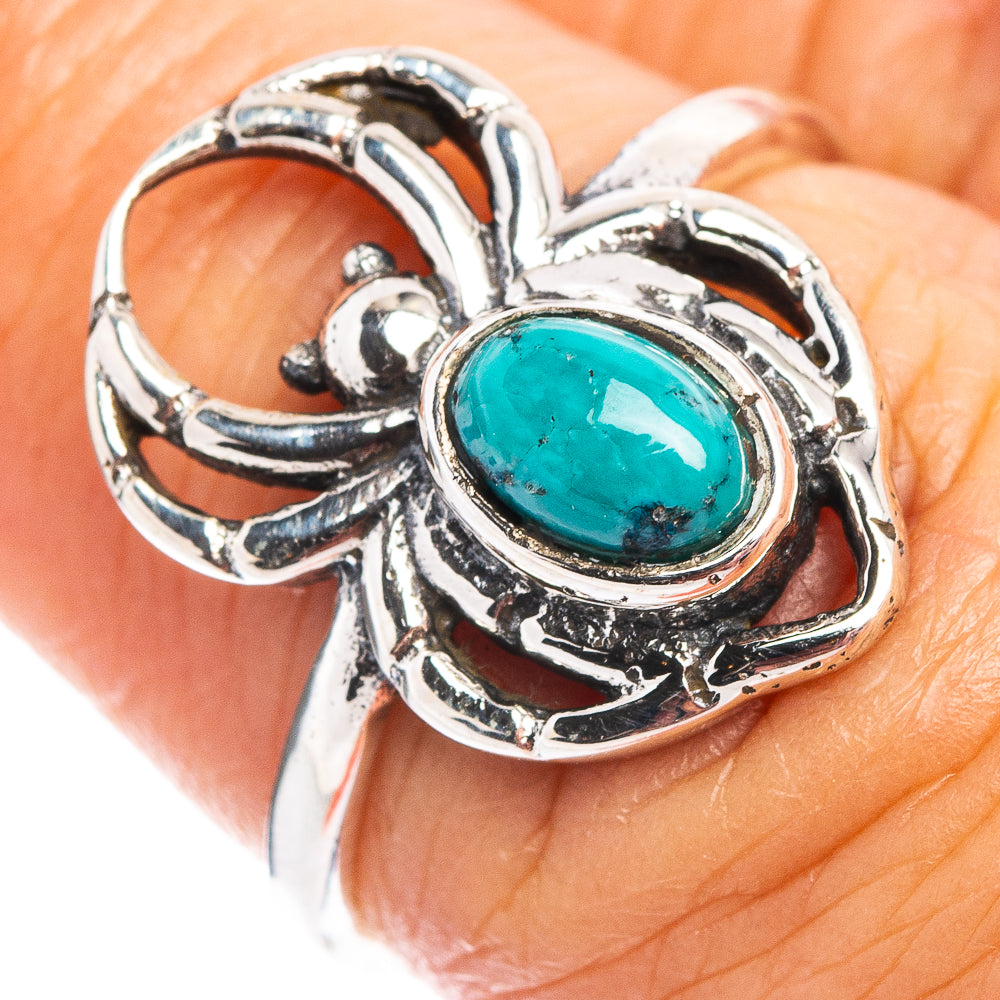 Turquoise Spider Dainty Ring Size 6.75 (.925 Sterling Silver)