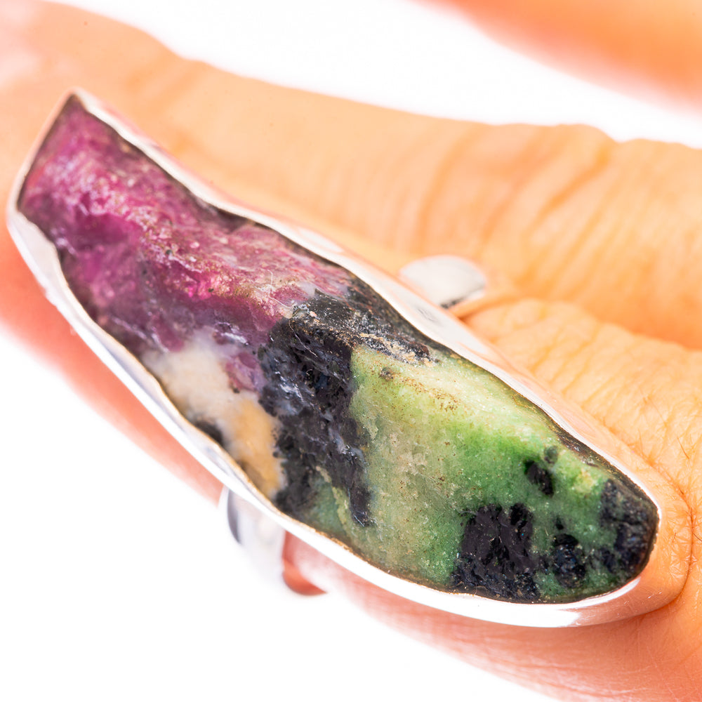 Large Rough Ruby Zoisite Ring Size 7 (925 Sterling Silver) R141016