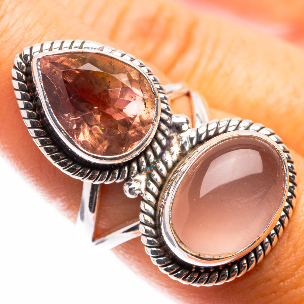 Large Rose Quartz, Ametrine Ring Size 7 (925 Sterling Silver) R141273