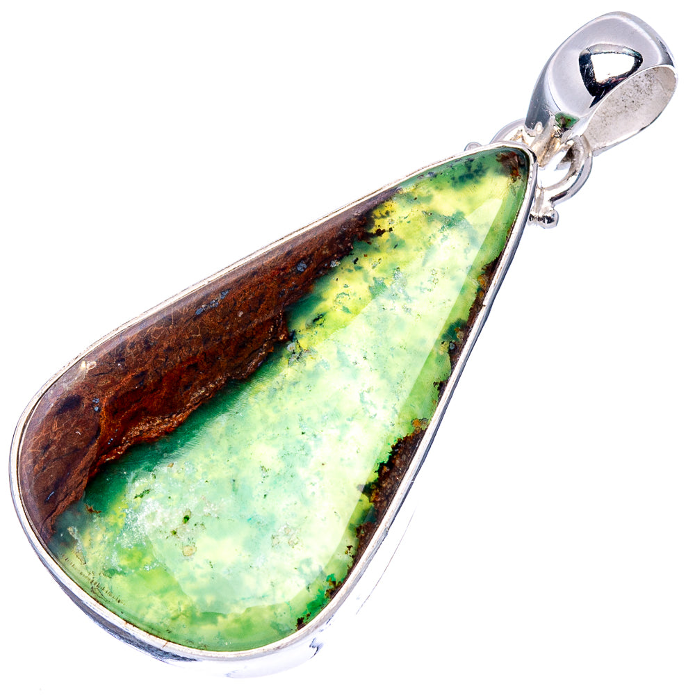 Boulder Chrysoprase Pendant 1 3/4" (.925 Sterling Silver)