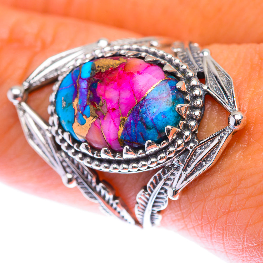 Kingman Pink Dahlia Turquoise Ring Size 8.5 (925 Sterling Silver) RING139973