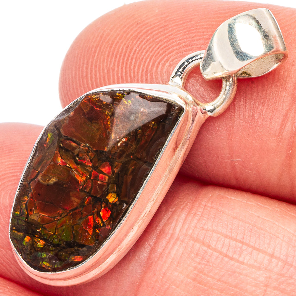 Rare Ammolite Pendant 1 1/8" (925 Sterling Silver) P44205