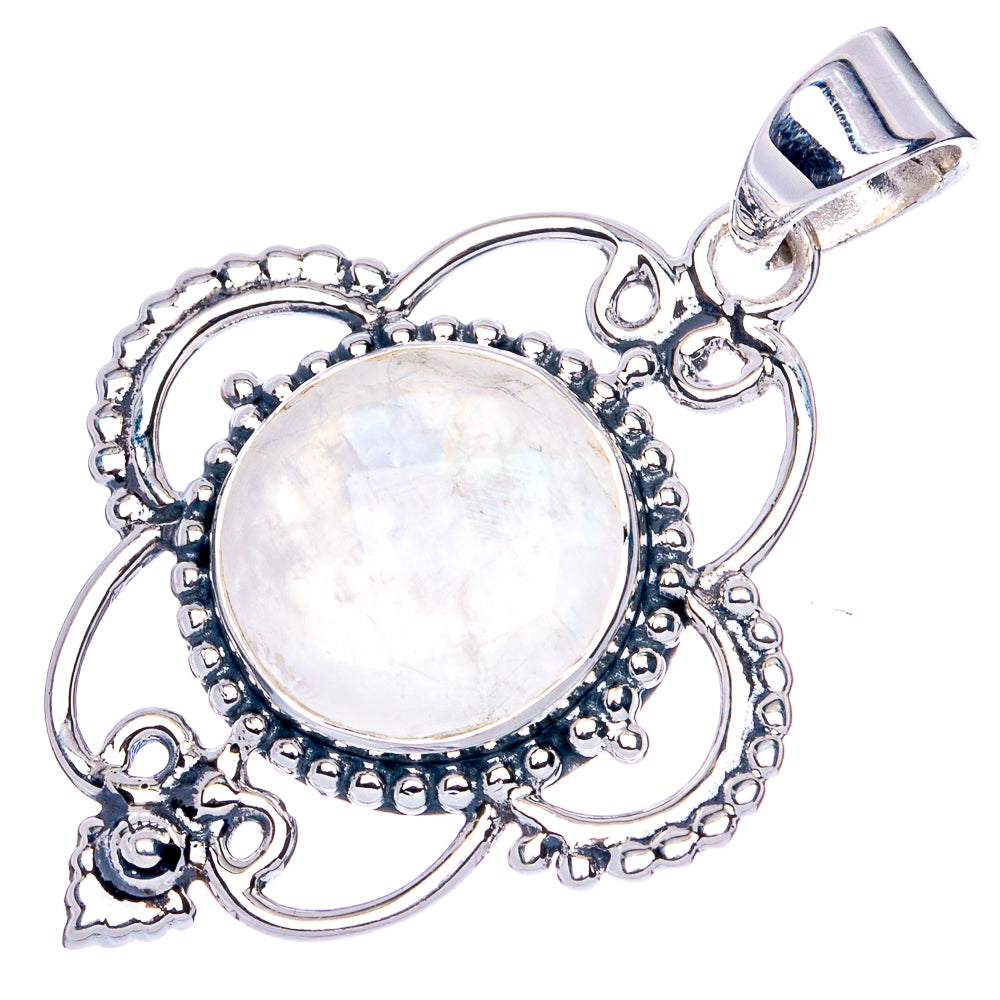 Premium Rainbow Moonstone Pendant 1 1/2" (925 Sterling Silver) P41863
