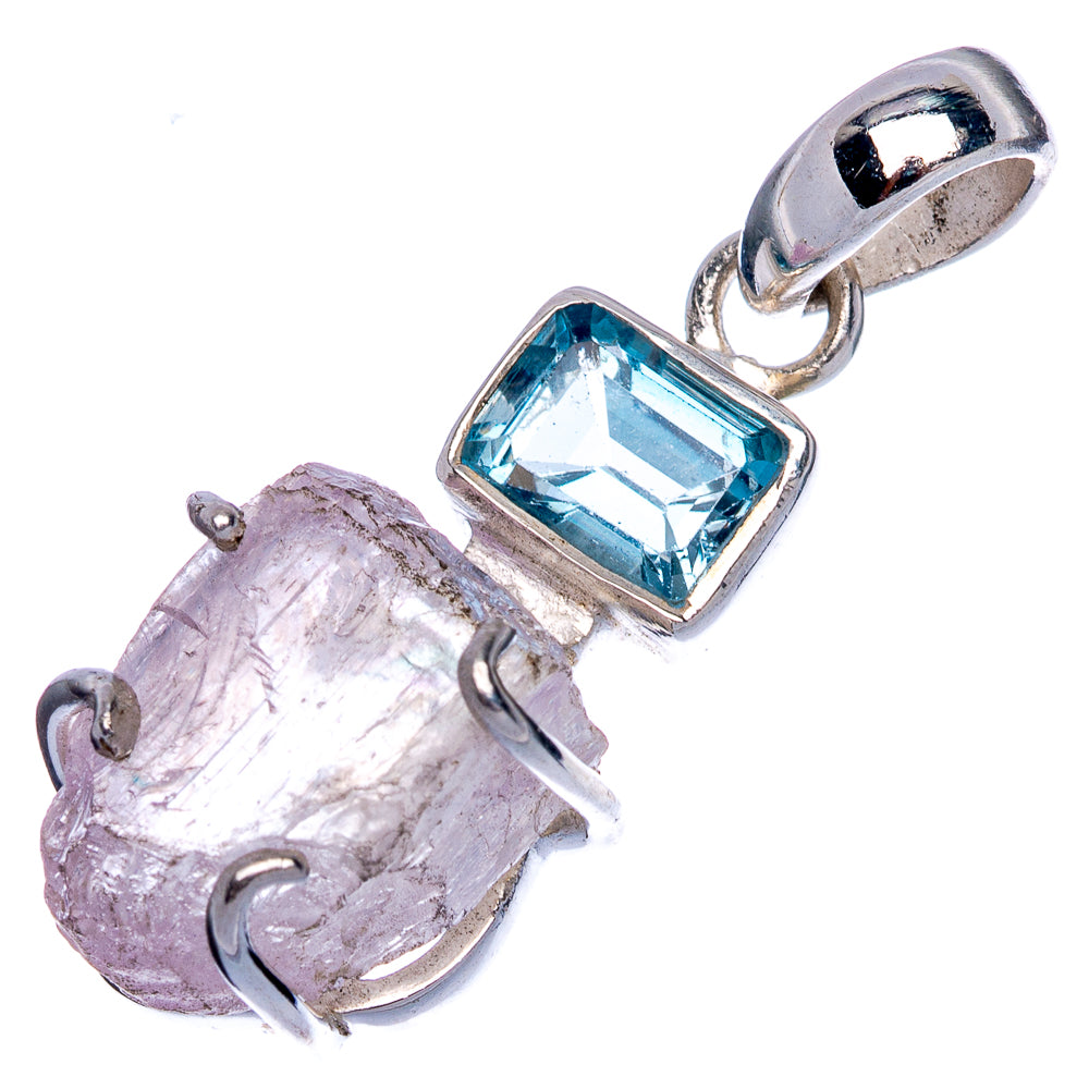 Rough Kuznite, Blue Topaz Pendant 1 3/8" (925 Sterling Silver) P40167