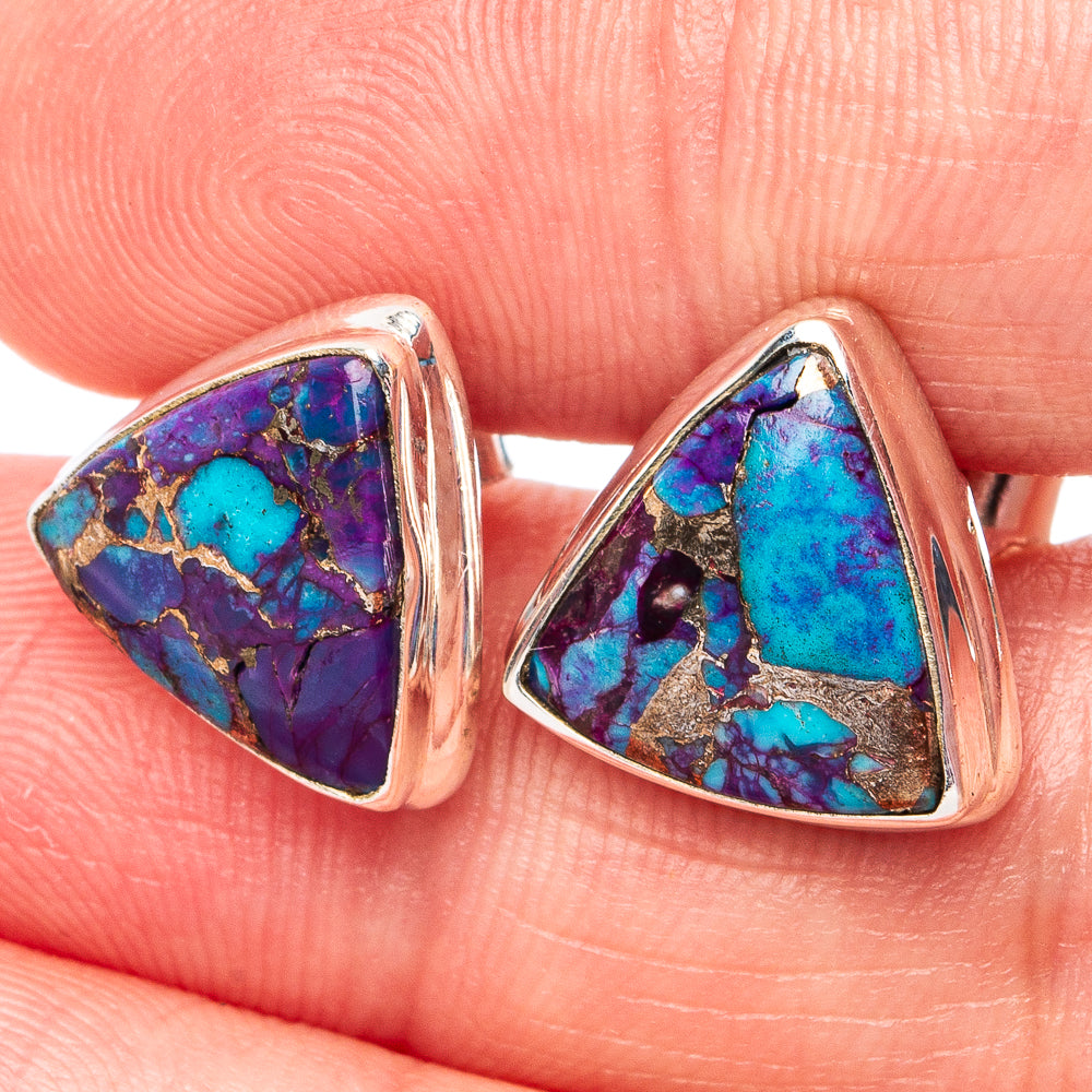 Purple Copper Turquoise Earrings 1/2" (.925 Sterling Silver)