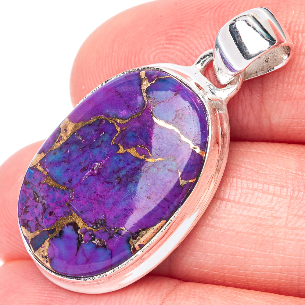 Purple Copper Composite Turquoise Pendant 1 3/8" (925 Sterling Silver) P40865