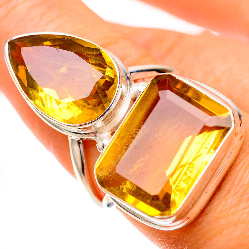 Large Faceted Citrine Ring Size 7.5 (925 Sterling Silver) RING139808